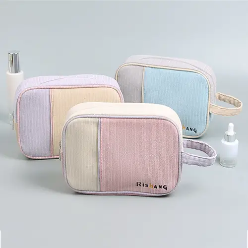 Fashion Design Cosmetic Makeup Bag Organizer Corduroy Women Wash Bag